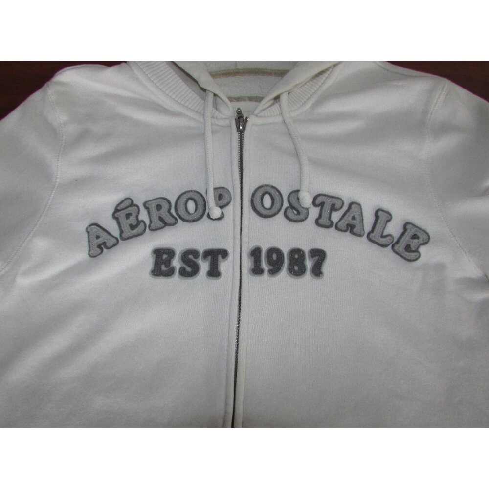 Aeropostale Y2K White Zip Front Hoodie - Picture 8 of 13